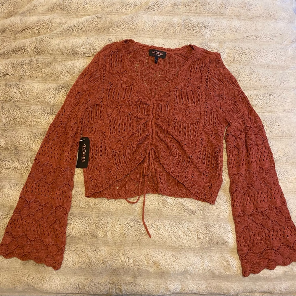 Shyanne Boot Barn Rust Crochet Bell Sleeve Top